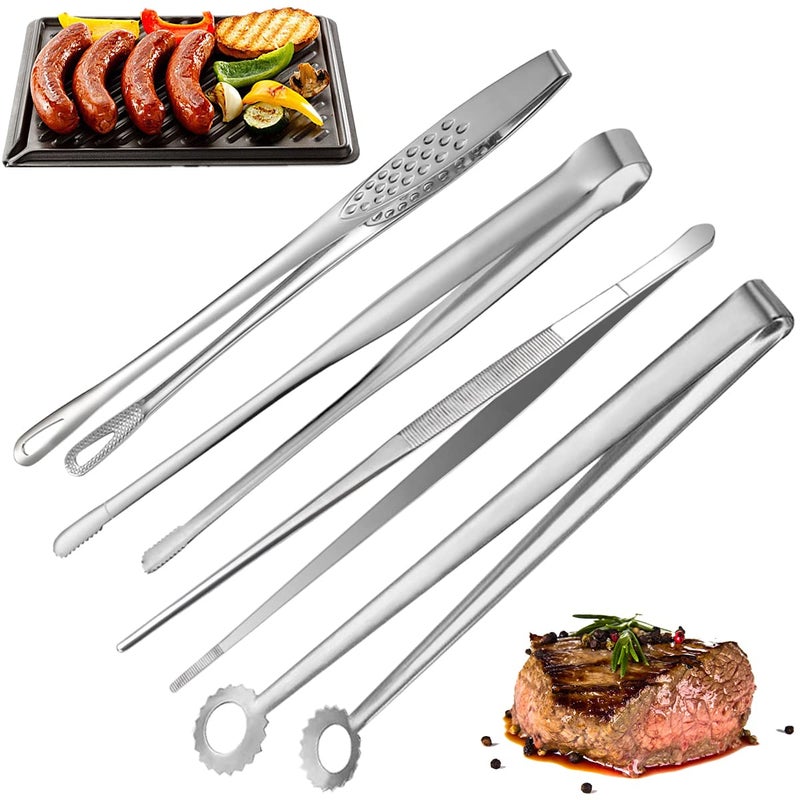 DOERDO DD DOERDO 4Pcs Cooking Tweezers  Stainless Steel Kitchen Tongs Professional Long Tweezers for Food Cooking  Repairing  Sea food and BBQ  12'' - Image 1